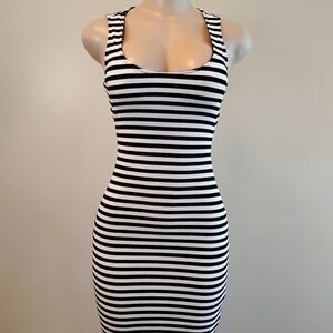 Charlotte Russe Black & White Striped Tank Bodycon Mini Dress